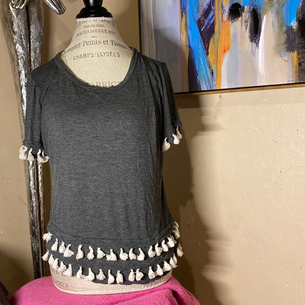 Gray tassel shirt